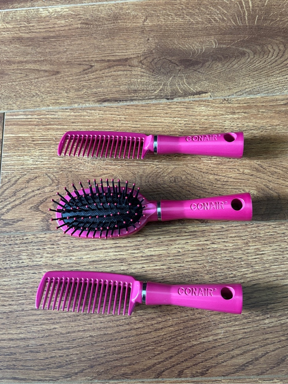 Conair 3-Piece Pink Hair Brush & Comb Set